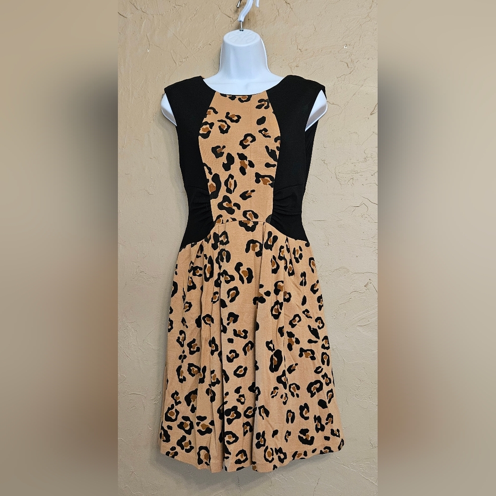 Leopard Print Black and Tan Dress